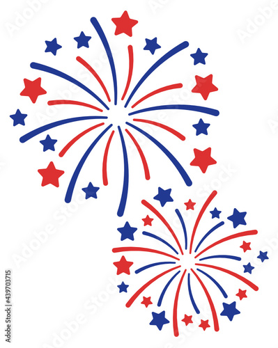 Patriotic Fireworks Fourth of July Stars Red Blue 4th of July Fireworks Vector