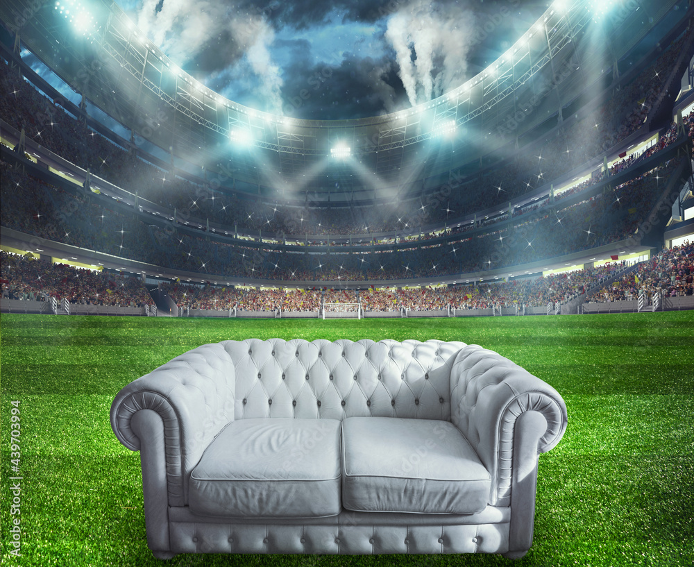 Ταπετσαρία White sofa at the center of the soccer field