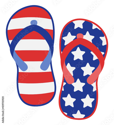 American Flag Sandals Flip Flops Vector Stars Stripes Red White Blue 4th of July