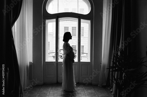 Silhouette of a poregnant woman photo