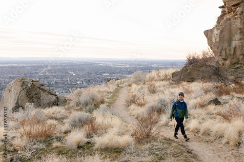 Woman Hiking in Boise Foothills photo