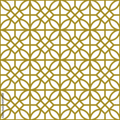 Classic Andalusian, gold, seamless, and elegant pattern. Oriental, geometric, Arabian, Andalusian and Islamic style. photo