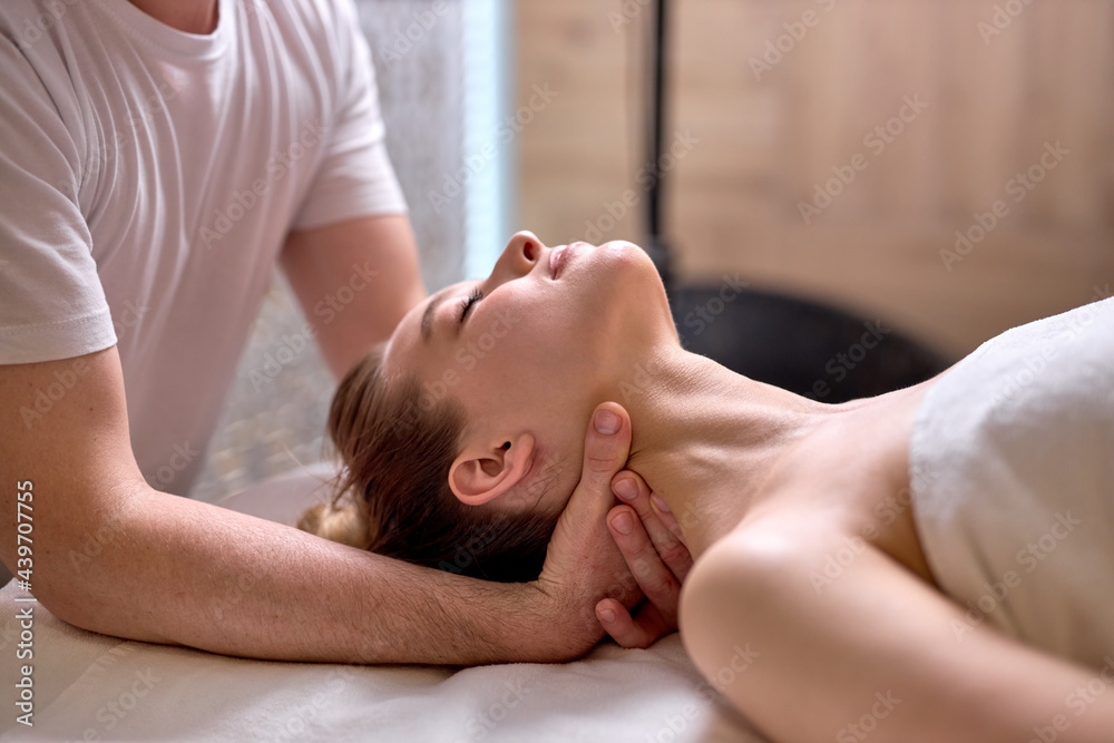 Side View On Healthy and Beautiful Woman in Spa Getting Massage. Recreation, Energy, Health, Massage and Healing. Relax Time