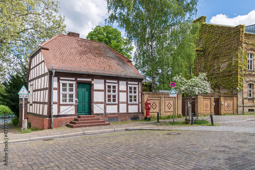 Street Kolk with its old houses in the the oldest settlement area of the district Spandau in Berlin, Germany
