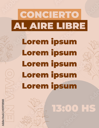 Afiche de evento musical. Anuncios de artistas. Concepto de concierto al aire libre. 
