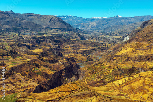 Colca Canyon landscape in summer with agriculture terraces and Colca river, Arequipa, Peru. © SL-Photography