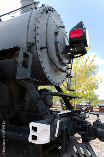 The front of steam railway locomotive