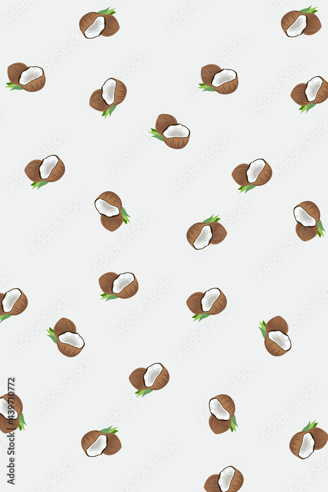 Pattern, wallpaper, textiles, coloring. Seamless pattern with coconuts