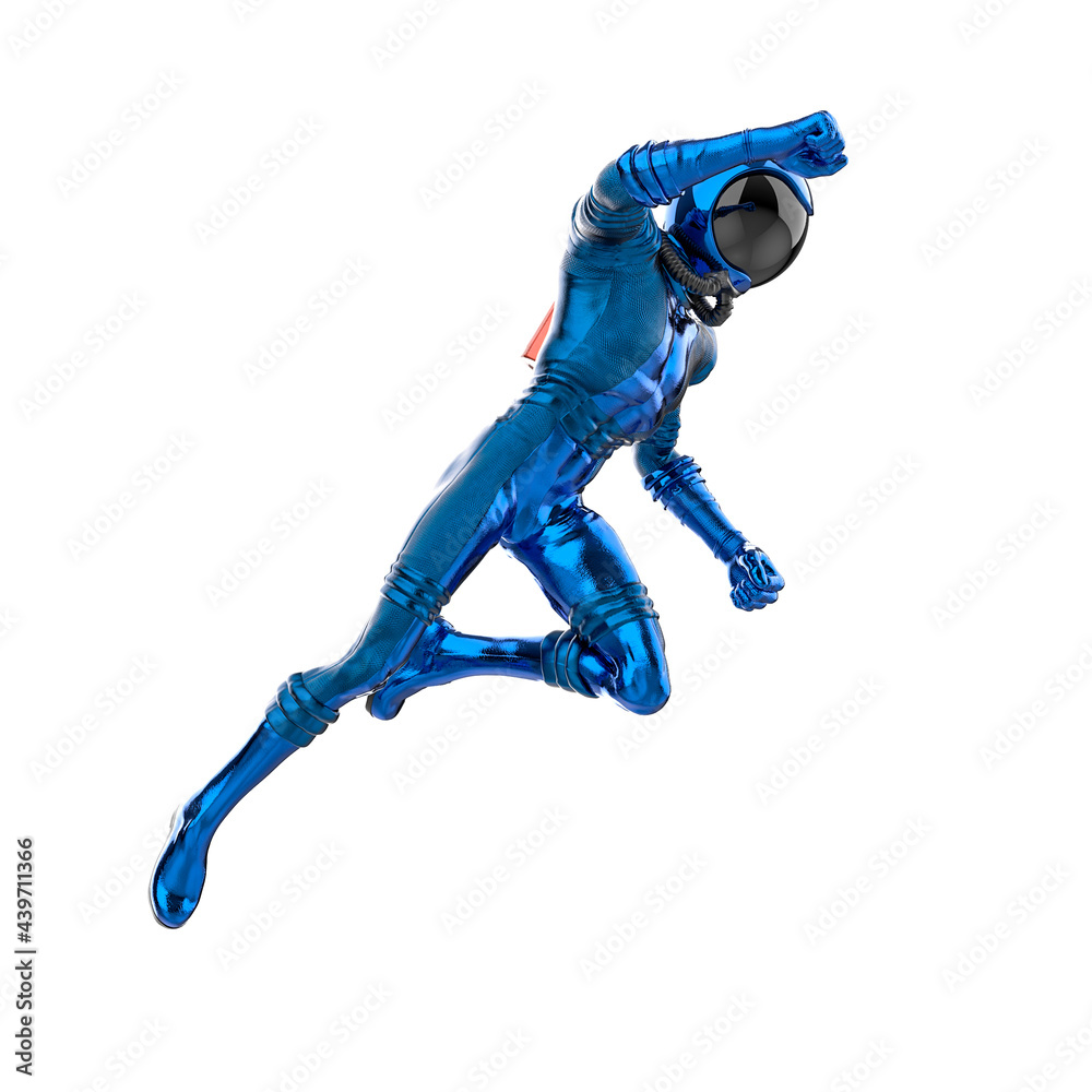 retro astronaut is flying up