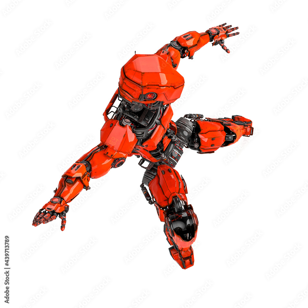 mega robotin action on white background top view mega robotin action on white background top view