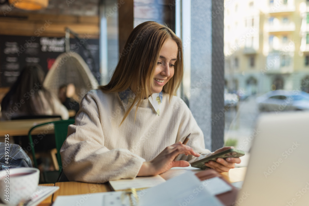 Woman consulting customers online Woman consulting customers online