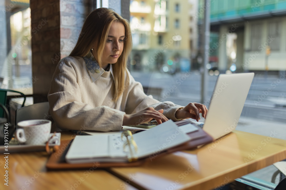 Woman consulting customers online Woman consulting customers online