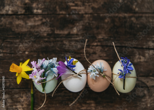 Easter eggs decorated with flowers
