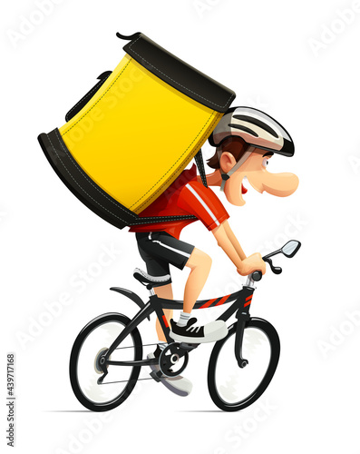 Deliveryman at bicycle. Quick transportation service. Eps10
