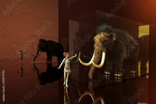Extinction series: aninmals in glass cases in futuristic settings photo