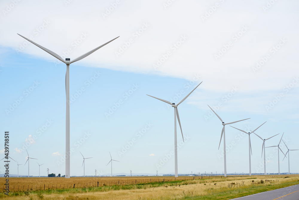 wind farm with mills for sustainable energy production