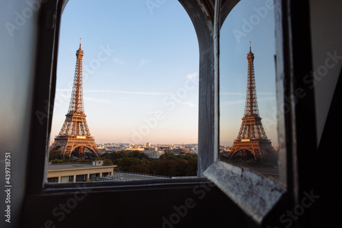 A stunning view of the Eiffel Tower in Paris, France photo
