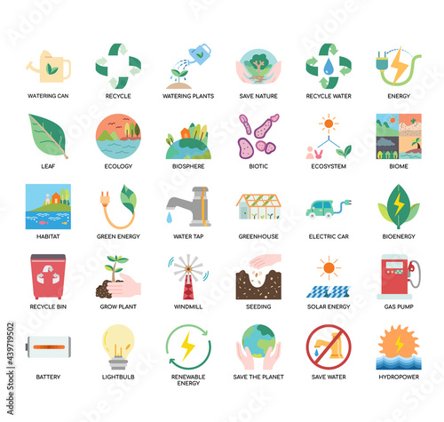 Set of Ecology thin line and pixel perfect icons for any web and app project. photo