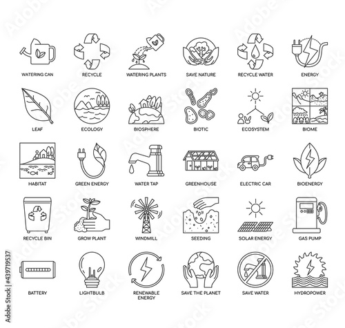 Set of Ecology thin line and pixel perfect icons for any web and app project.