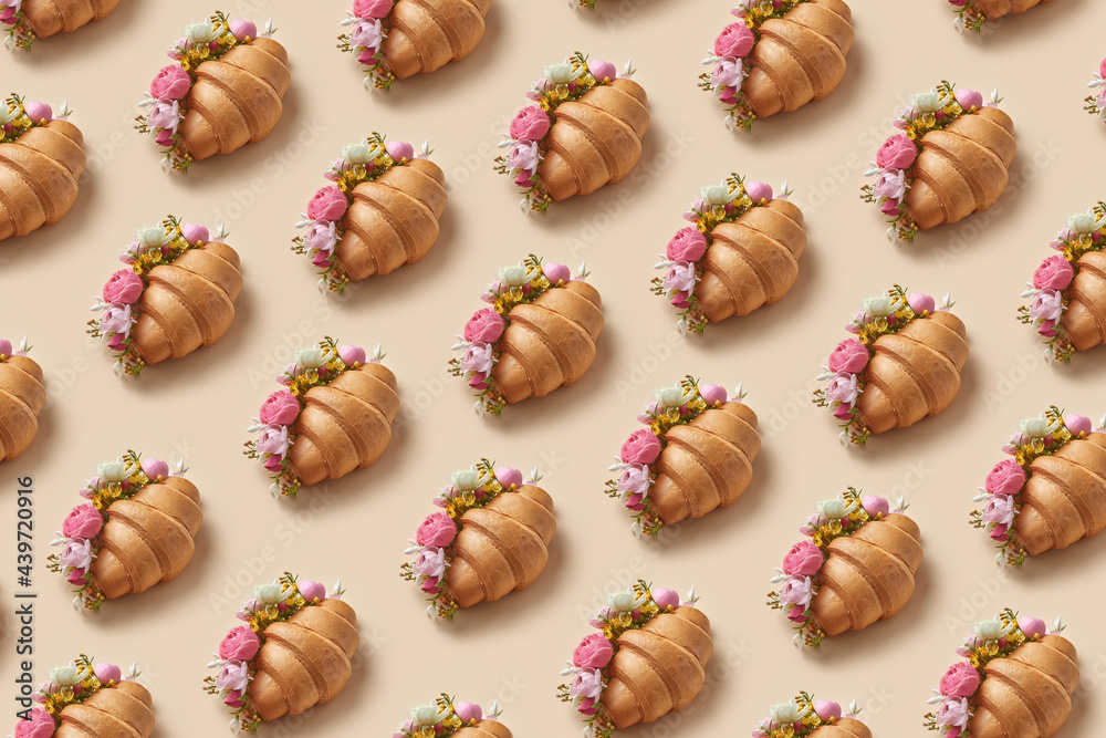 Pattern of croissants with flowers Pattern of croissants with flowers
