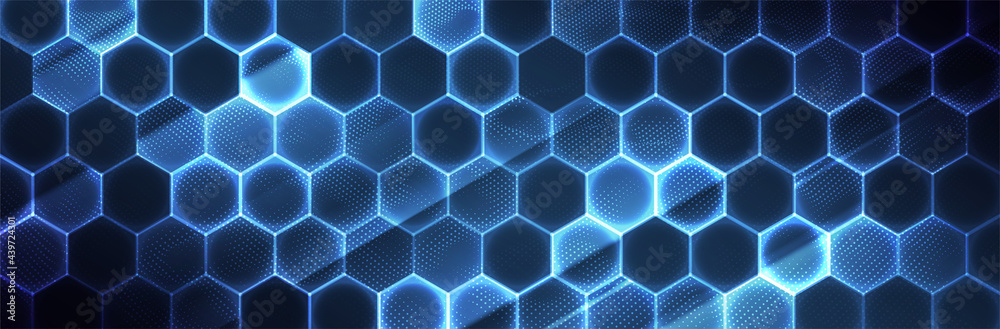 Futuristic Hexagon background. Blue Hexagonal pattern. Modern vector illustration