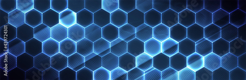 Futuristic Hexagon background. Blue Hexagonal pattern. Modern vector illustration
