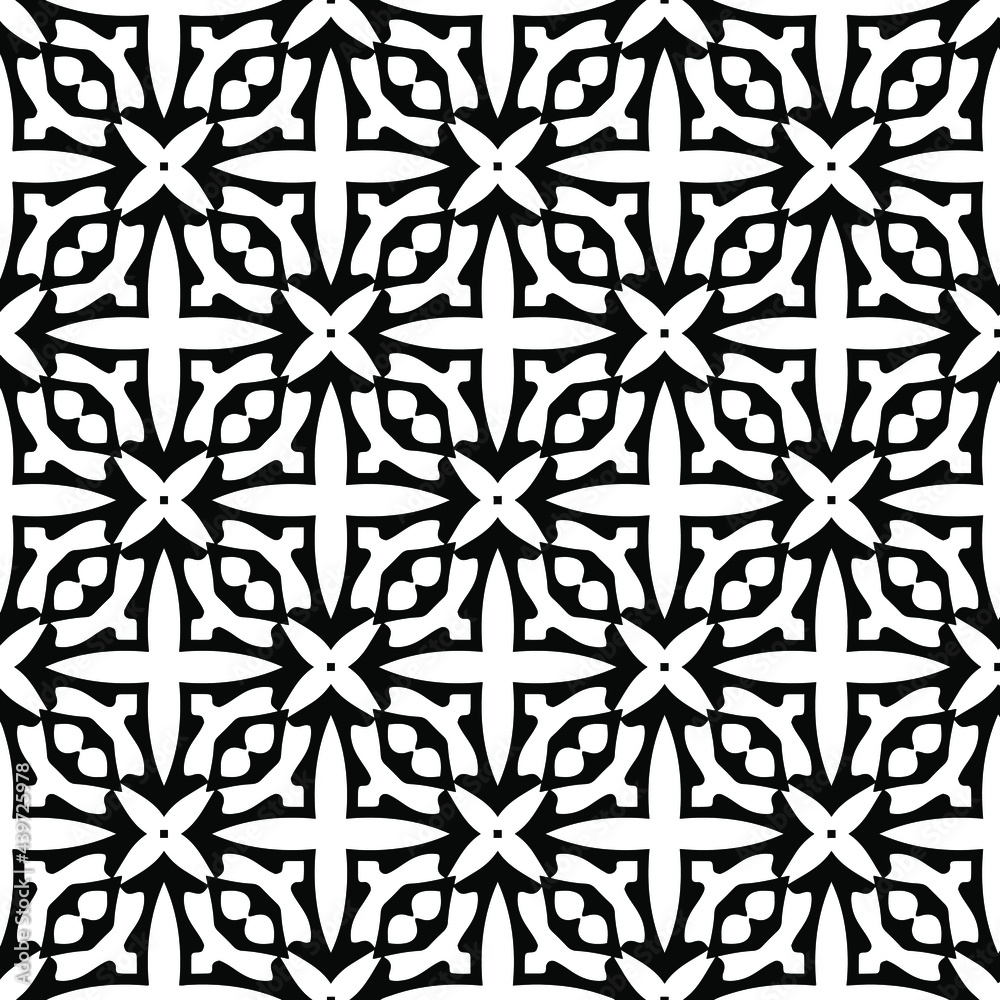 floral seamless pattern background.Geometric ornament for wallpapers and backgrounds. Black and white pattern. 