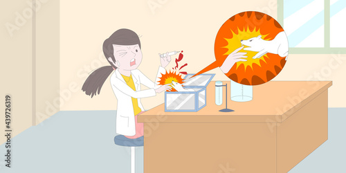 산업안전관리 생물 안전 삽화_실험용 쥐에 물림 사고