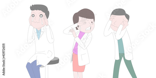 상황 행동 삽화_강한 빛에 눈을 가리는 사람들
