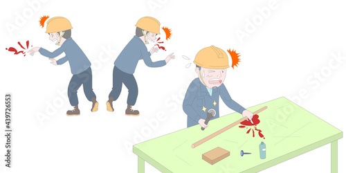 상황 행동 삽화_부주의로 사고를 당한 근로자
