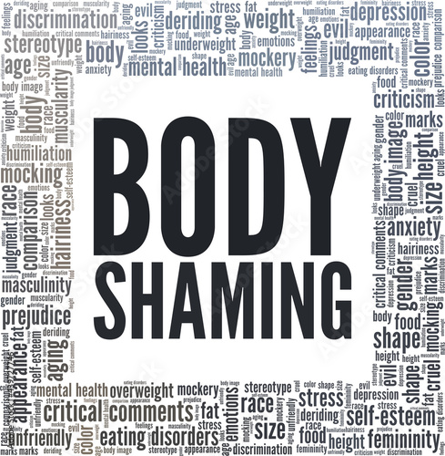 Body shaming vector illustration word cloud isolated on a white background.