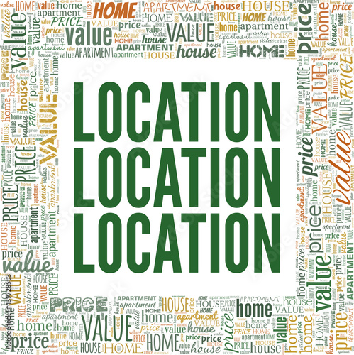 Real estate price factor - Location vector illustration word cloud isolated on a white background.
