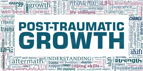 Post-Traumatic Growth vector illustration word cloud isolated on a white background.