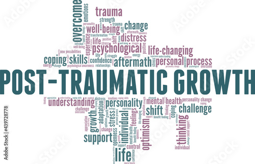 Post-Traumatic Growth vector illustration word cloud isolated on a white background.