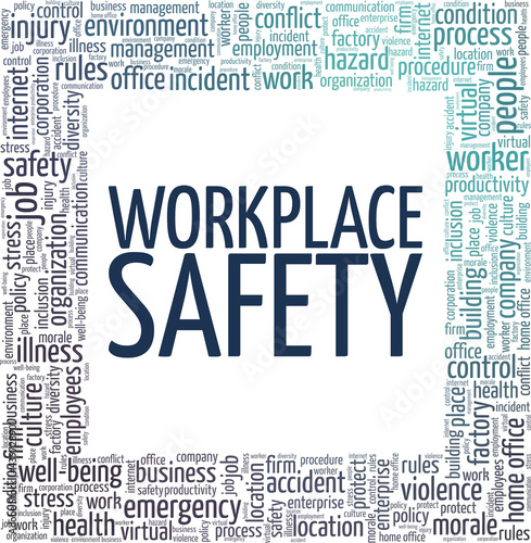 Workplace safety vector illustration word cloud isolated on a white background.