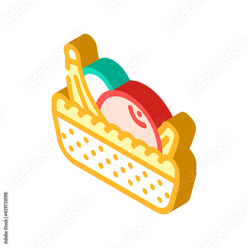 fruit basket in canteen isometric icon vector. fruit basket in canteen sign. isolated symbol illustration