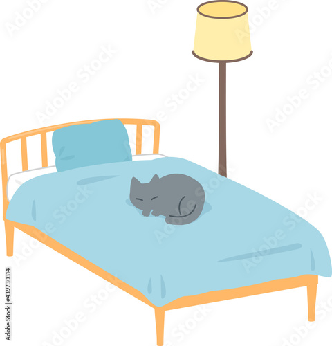 上で猫が寝ているベッド