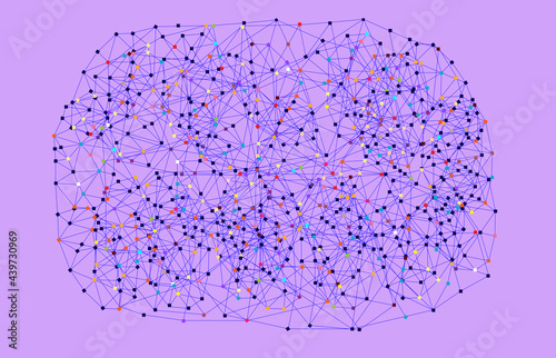 Colorful Web Network on Lilac Background