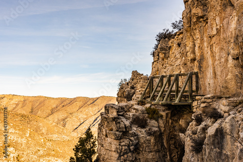 Bridge on Guadalupe Peak Trail Hugs Cliff