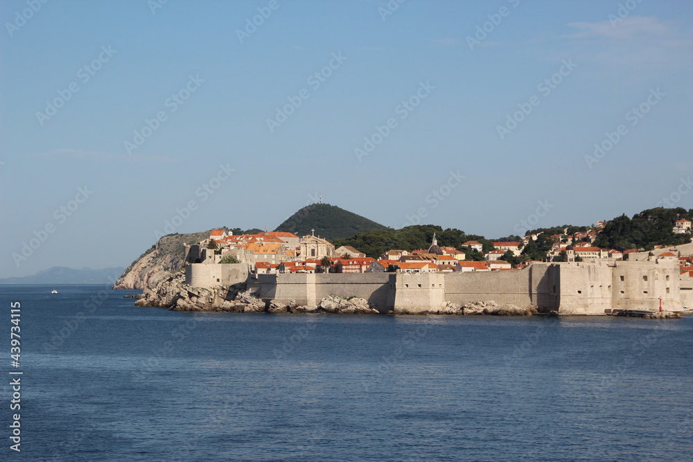 View of the old walled city of Dubrovnik, Croatia.