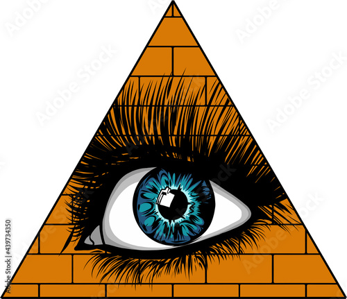 Eye of providence. All seeing eye in the triangle on top of the pyramid masonic symbol.