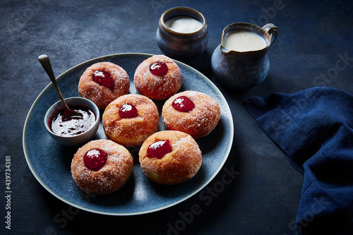 Plate of Raspberry Jelly Donuts photo