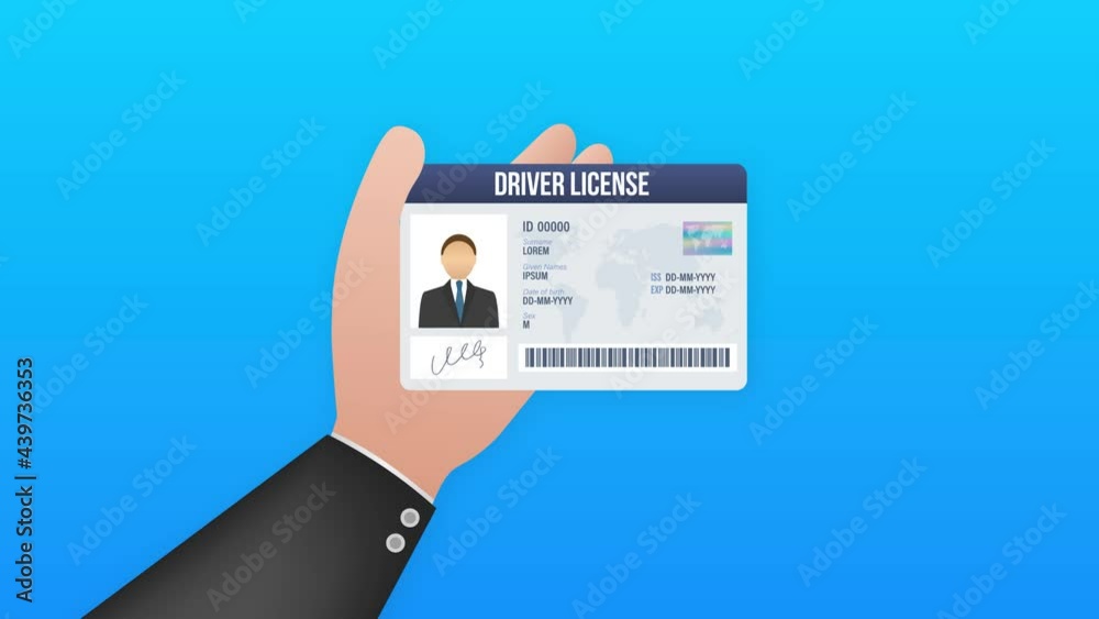 Man driver license plastic card template. Id card. Motion graphics.