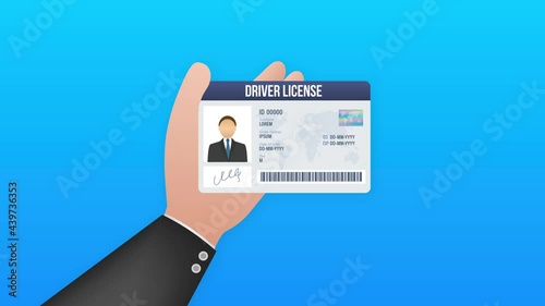 Man driver license plastic card template. Id card. Motion graphics. photo