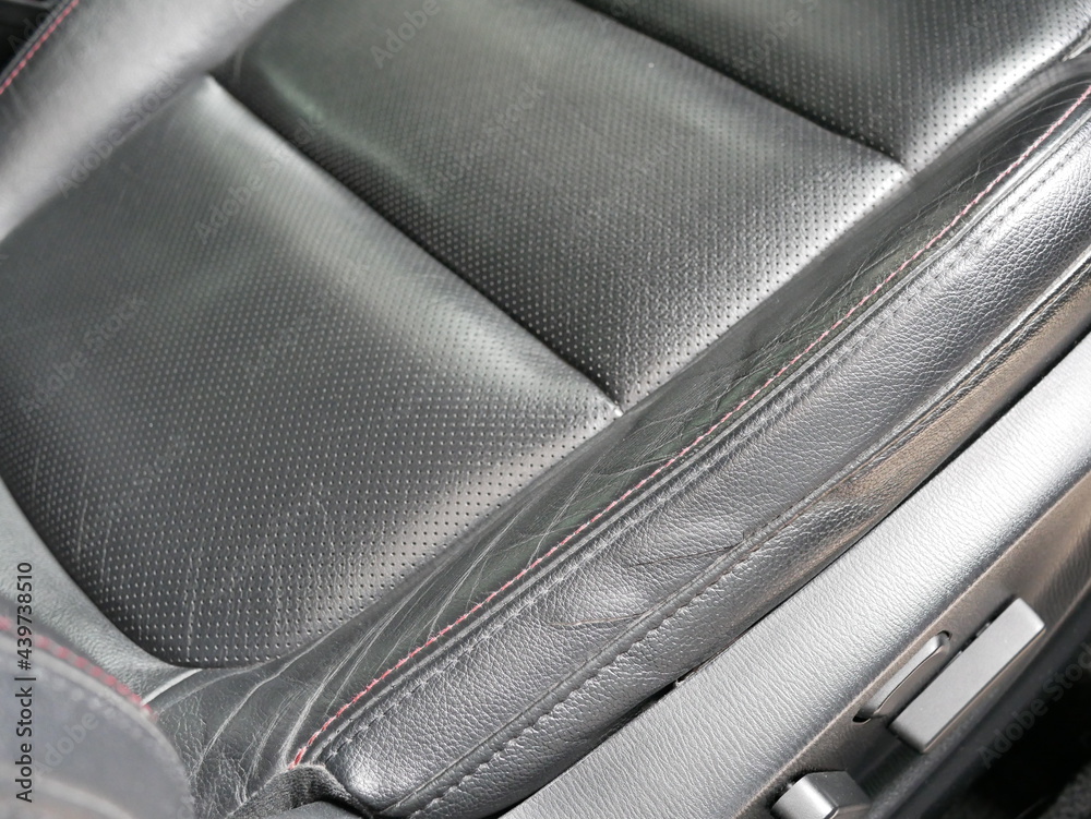 black leather car seat.