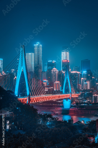 Chongqing Skyline in Cyberpunk aesthetics