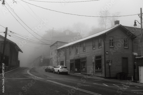 Foggy street in Ellicott City, MD photo