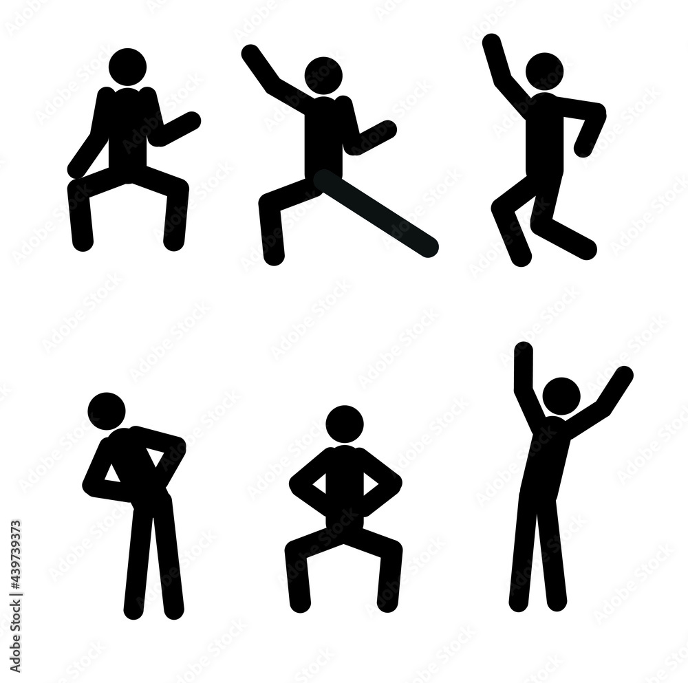 A set of positions of stick figures, gymnastic exercises, a healthy lifestyle. A set of positions of stick figures, gymnastic exercises, a healthy lifestyle.