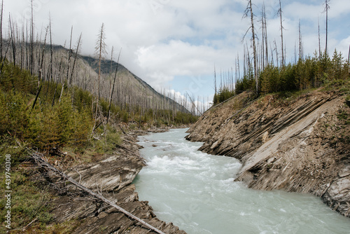 Glacier water river near mountains photo