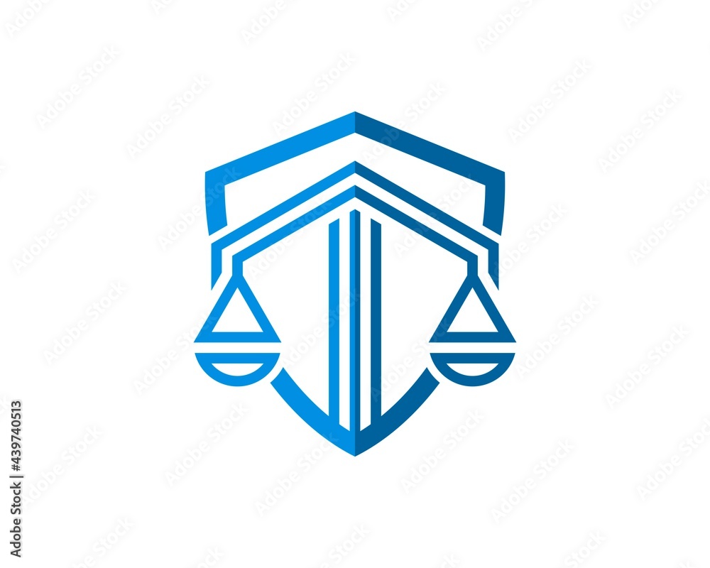 Protection shield with abstract law scale inside Protection shield with abstract law scale inside